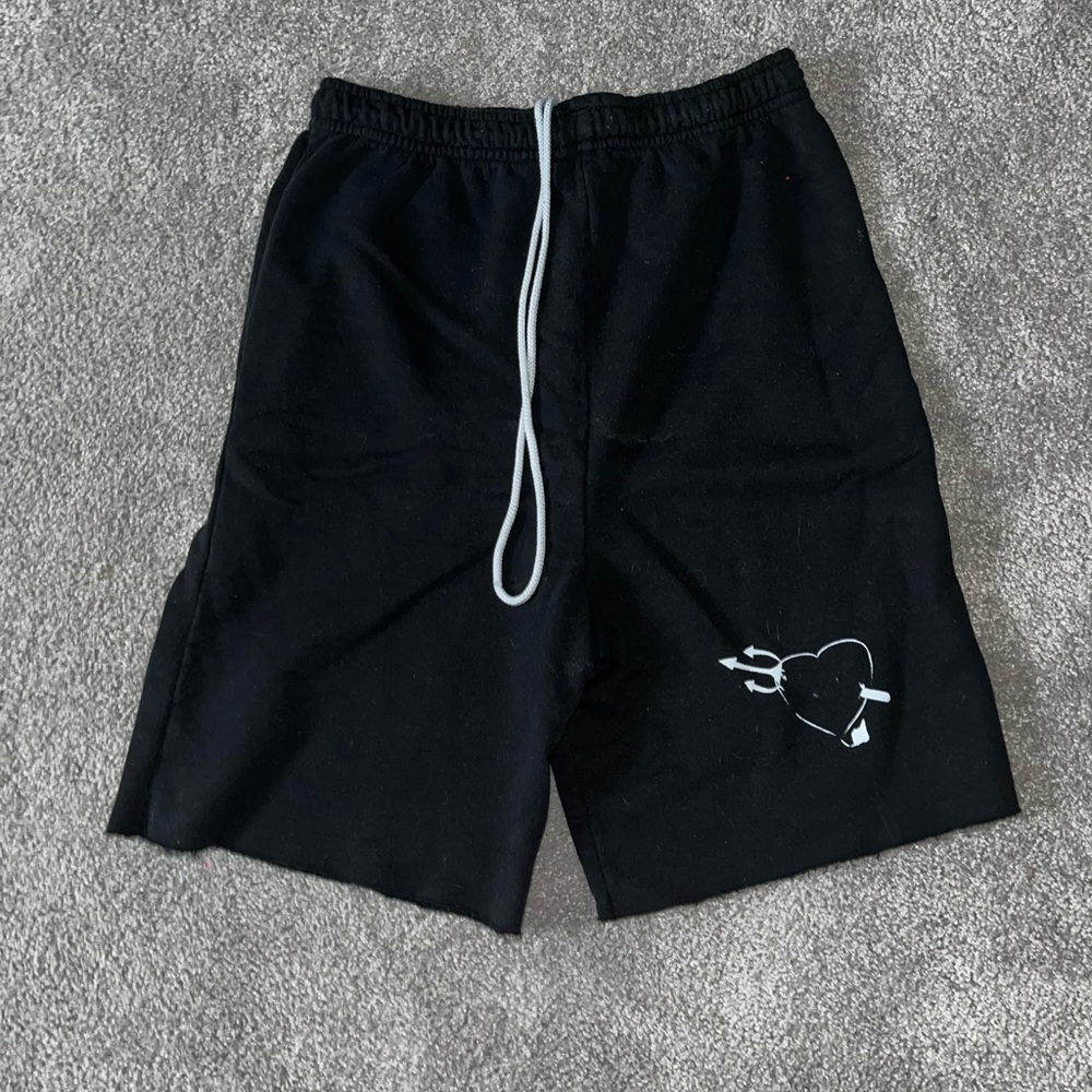Boys like black comfy shorts with message